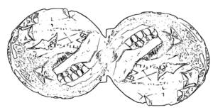 Une calebasse naturelle ornée de dessins traditionnels africains, façonnée à la main pour un usage décoratif ou pratique.