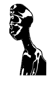 Illustration vectorielle d’une statue africaine stylisée, représentant la tête et le tronc dans un style traditionnel.