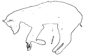 Illustration simple en lignes d’un chien endormi, avec des contours épurés